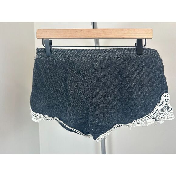 Y2k No Boundaries Micro Mini Shorts Size M Gray Lace French Terry - Picture 5 of 5